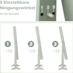 Neigungsverstellbarer Schmuckschrank mit Ganzkörperspiegel & 64 Ohrringschlitzen Schmuckregal