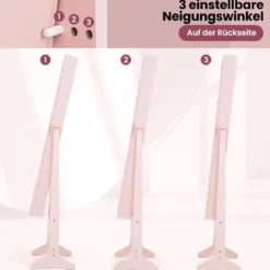 Neigungsverstellbarer Schmuckschrank mit Ganzkörperspiegel & 64 Ohrringschlitzen Schmuckregal