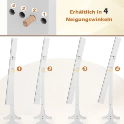 Neigungsverstellbarer Schmuckschrank mit ganzkörperspiegel & LED-Leuchten Weiß