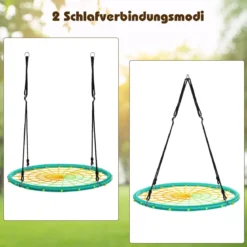Nestschaukel Ø100cm Spinnennetz Kinderschaukel Baumschaukel Spinnennetz-Rundseil-Rundschaukel Grün