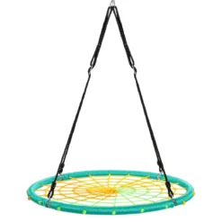Nestschaukel Ø100cm Spinnennetz Kinderschaukel Baumschaukel Spinnennetz-Rundseil-Rundschaukel Grün
