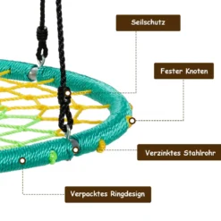 Nestschaukel Ø100cm Spinnennetz Kinderschaukel Baumschaukel Spinnennetz-Rundseil-Rundschaukel Grün