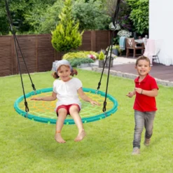 Nestschaukel Ø100cm Spinnennetz Kinderschaukel Baumschaukel Spinnennetz-Rundseil-Rundschaukel Grün