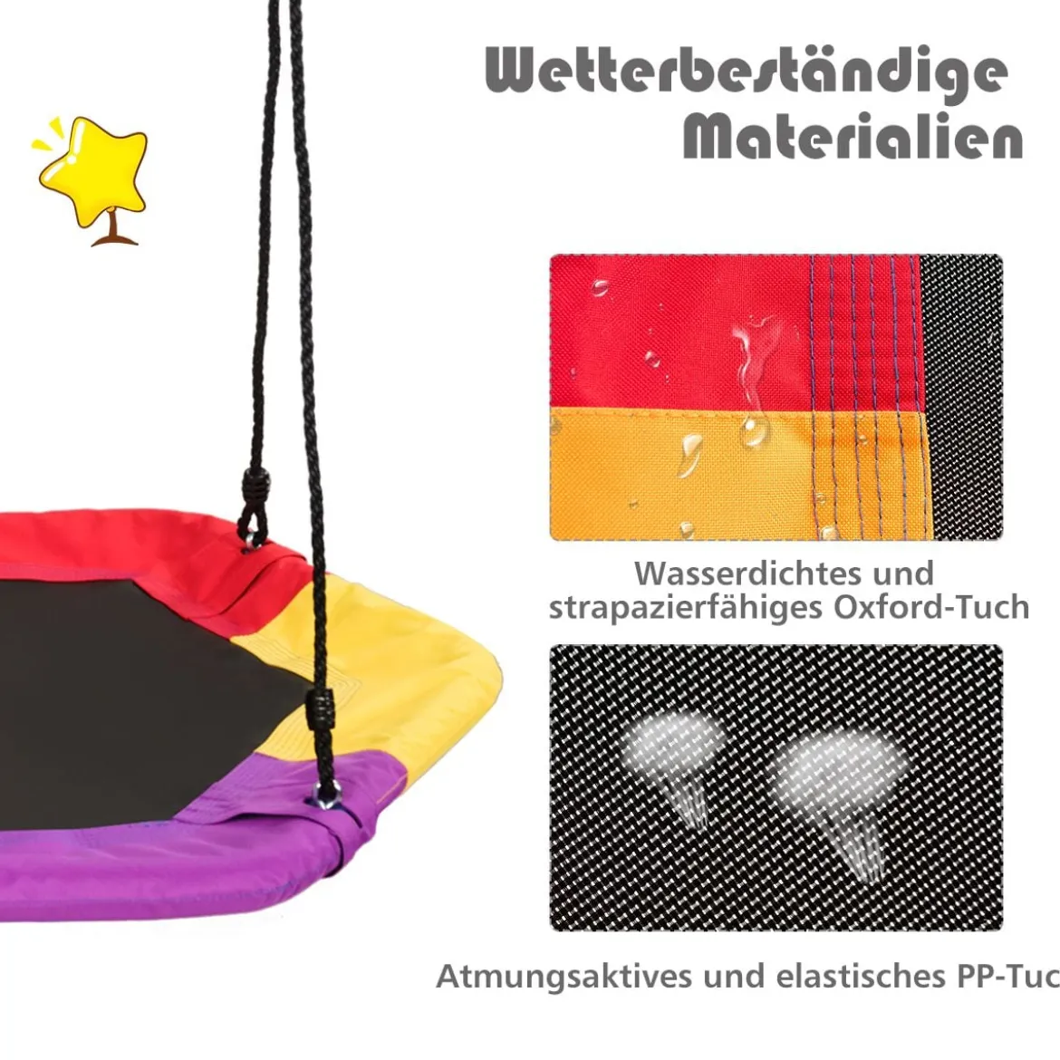 Nestschaukel Kinder Baumschaukel Hängeschaukel Tellerschaukel 94x84cm 150kg Tragkraft