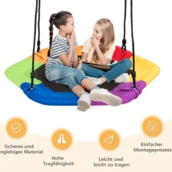 Nestschaukel Kinder Baumschaukel Hängeschaukel Tellerschaukel 94x84cm 150kg Tragkraft