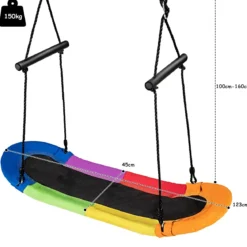 Nestschaukel Kinder Baumschaukel mit 100-160cm verstellbaren Seil Hängeschaukel Bunt 123 x 45cm