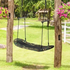 Nestschaukel Kinder Baumschaukel mit 100-160cm verstellbaren Seil Hängeschaukel 150kg Tragkraft 123x45cm