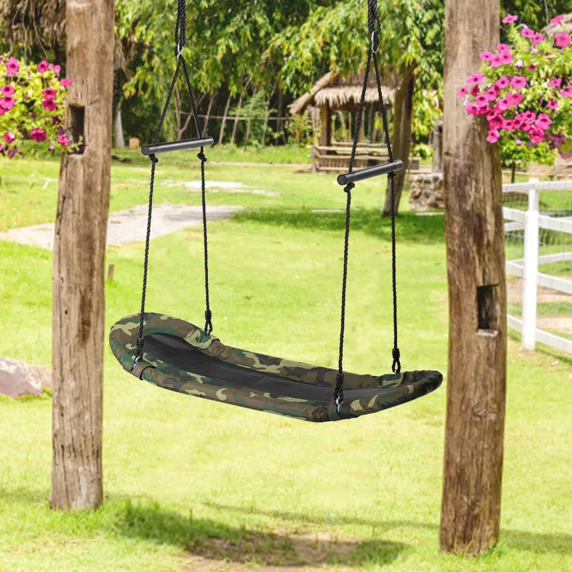 Nestschaukel Kinder Baumschaukel mit 100-160cm verstellbaren Seil Hängeschaukel 150kg Tragkraft 123x45cm