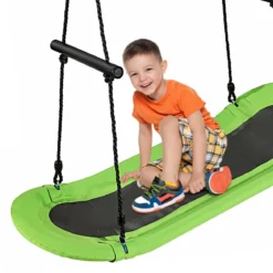 Nestschaukel Kinder Baumschaukel mit 100-180cm verstellbaren Seil Hängeschaukel Grün 123x45cm