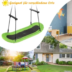 Nestschaukel Kinder Baumschaukel mit 100-180cm verstellbaren Seil Hängeschaukel Grün 123x45cm