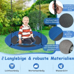 Nestschaukel Kinderschaukel Baumschaukel Hängeschaukel Ø 100 cm Blau-Wal