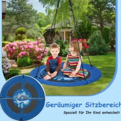 Nestschaukel Kinderschaukel Baumschaukel Hängeschaukel Ø 100 cm Blau-Wal