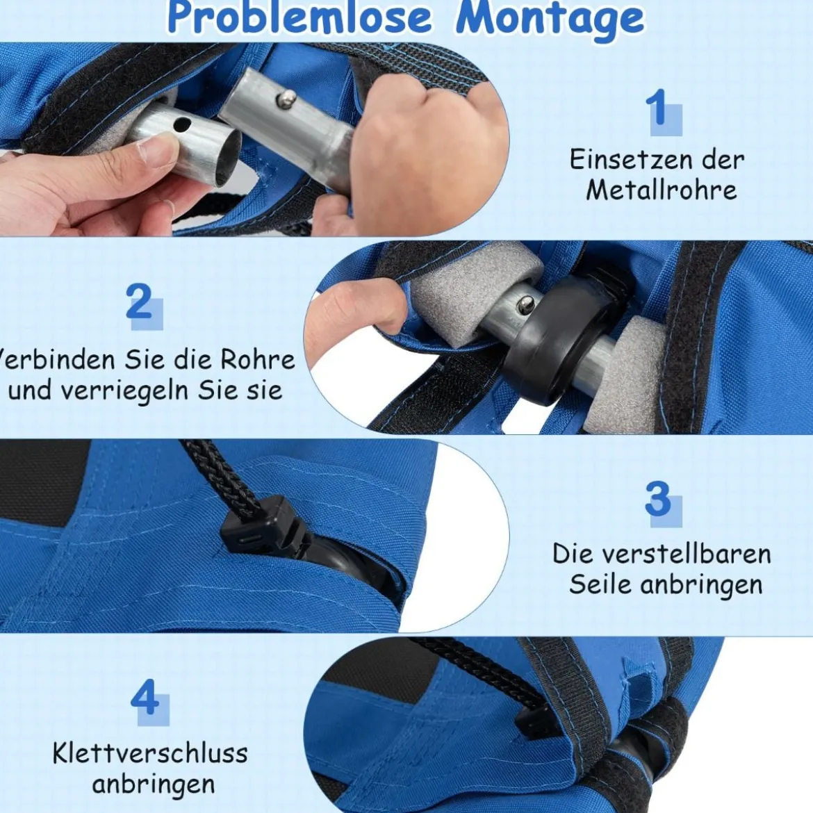 Nestschaukel Kinderschaukel Baumschaukel Hängeschaukel Ø 100 cm Blau-Wal