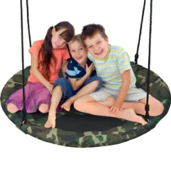 Nestschaukel Kinderschaukel Baumschaukel Rundschaukel 100-160cm Seil Tarngrün