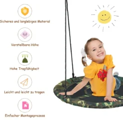 Nestschaukel Kinderschaukel Baumschaukel Rundschaukel 100-160cm Seil Tarngrün