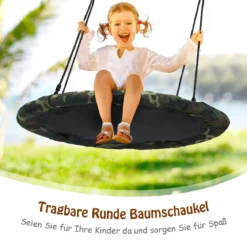 Nestschaukel Kinderschaukel Baumschaukel Rundschaukel 100-160cm Seil Tarngrün