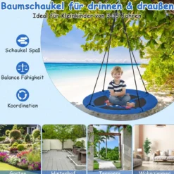 Nestschaukel Kinderschaukel Baumschaukel Hängeschaukel Ø 100 cm Blau-Rakete
