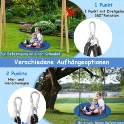 Nestschaukel Kinderschaukel Baumschaukel Hängeschaukel Ø 100 cm Blau-Rakete