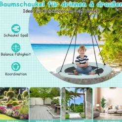 Nestschaukel Kinderschaukel Baumschaukel Hängeschaukel Ø 100 cm Grün-Wald