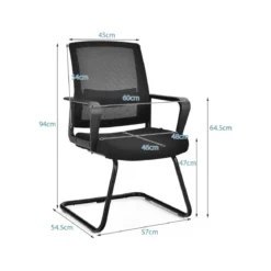 Netz Bürostuhl mit Rückenlehne bis 136kg belastbar 60 x 54,5 x 94 cm Schwarz