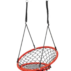 Netz-Schaukel Baumschaukel-Set Netz-Hängeschaukel mit verstellbaren Seilen und stabilem Stahlrahmen Orange