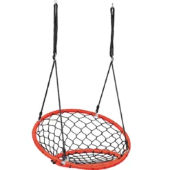 Netz-Schaukel Baumschaukel-Set Netz-Hängeschaukel mit verstellbaren Seilen und stabilem Stahlrahmen Orange