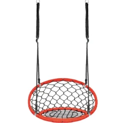 Netz-Schaukel Baumschaukel-Set Netz-Hängeschaukel mit verstellbaren Seilen und stabilem Stahlrahmen Orange
