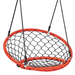 Netz-Schaukel Baumschaukel-Set Netz-Hängeschaukel mit verstellbaren Seilen und stabilem Stahlrahmen Orange