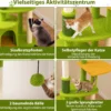 Niedlicher Katzenbaum für erwachsene Katzen mehrstufiger Katzenturm mit künstlichen Blättern Grün