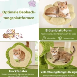 Niedlicher Katzenbaum für erwachsene Katzen mehrstöckiger Katzenturm mit Baumstamm-Kondo Grün