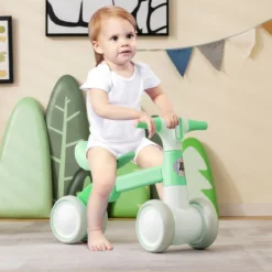 Niedliches Baby-Laufrad 4-Rad-Kinderfahrrad ohne Pedal 55,5 x 26 x 39 cm Grün