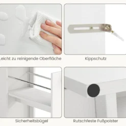 Nischenschrank mit Rollen & Offener Ablage & 2 Schubladen Schmale Rollwagen Nischenwagen Weiß