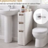 Nischenschrank Schmal mit Rollen & 3 Schubladen Badrollwagen 18 x 45,5 x 76 cm Beige