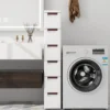 Nischenschrank schmal mit Rollen Nischenregal 20cm breit Nischenwagen mit 4 Schubladen Weiß (6 Schubladen)