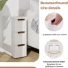 Nischenschrank schmal mit Rollen Nischenregal 20cm breit Nischenwagen mit 4 Schubladen Weiß (3 Schubladen)