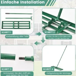 Nivellierrechen mit Ergonomischem Griff Robustes Rasenwerkzeug Levelingrake Flächenebner 106 x 25 cm