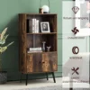 Nostalgie Bücherregal mit 3 Regalbrettern & 2 Türen & Soliden Holzbeinen für Wohnzimmer Büro Braun