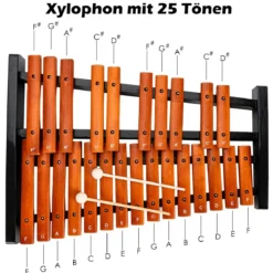 25 Noten Glockenspiel Xylophon Holz mit Schlägel Tragetasche Percussion Geeignet Braun+ Schwarz