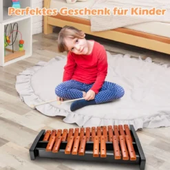 25 Noten Glockenspiel Xylophon Holz mit Schlägel Tragetasche Percussion Geeignet Braun+ Schwarz