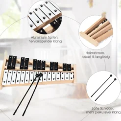 27 Noten Xylophon mit 2 Schlägeln & Tragetasche Glockenspiel Handpercussion Percussion