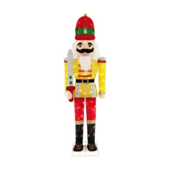 Nussknacker-Soldat 166 cm Hohe Lebensgroße beleuchtete Nussknacker-Figur Gelb + Rot