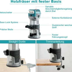 Oberfräse Kantenfräse elektrische Handfräse Fräsmaschine 4 verschiedenen Sockeln