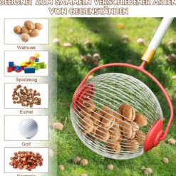 Obstsammler Nusssammler Rollsammler für Aufsammeln von Früchte Nüsse Golfbälle Edelstahl70-128cm
