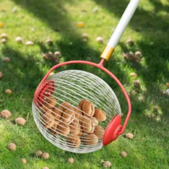 Obstsammler Nusssammler Rollsammler für Aufsammeln von Früchte Nüsse Golfbälle Edelstahl70-128cm