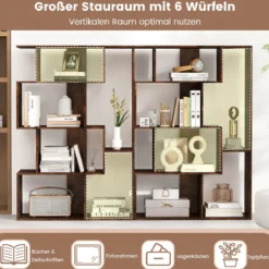 Offene geometrische Bücherregal 6-Würfel großes Bücherregal mit Kippsicherungen Bodenorganizer Display Regal Café