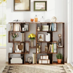 Offene geometrische Bücherregal 6-Würfel großes Bücherregal mit Kippsicherungen Bodenorganizer Display Regal Café