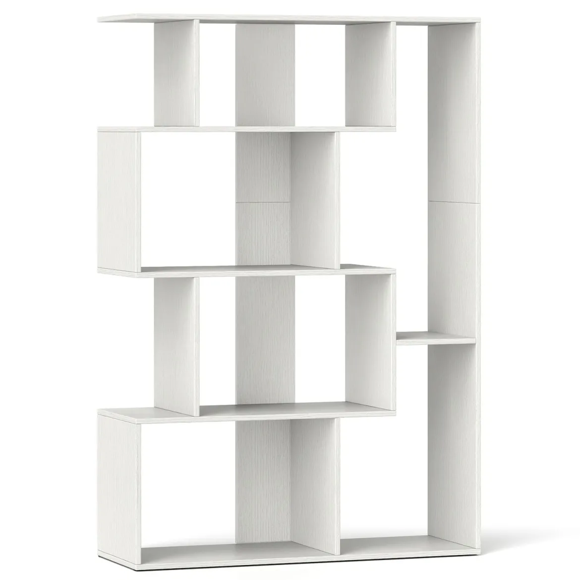 Offene geometrische Bücherregal 6-Würfel großes Bücherregal mit Kippsicherungen Bodenorganizer Display Regal Weiß