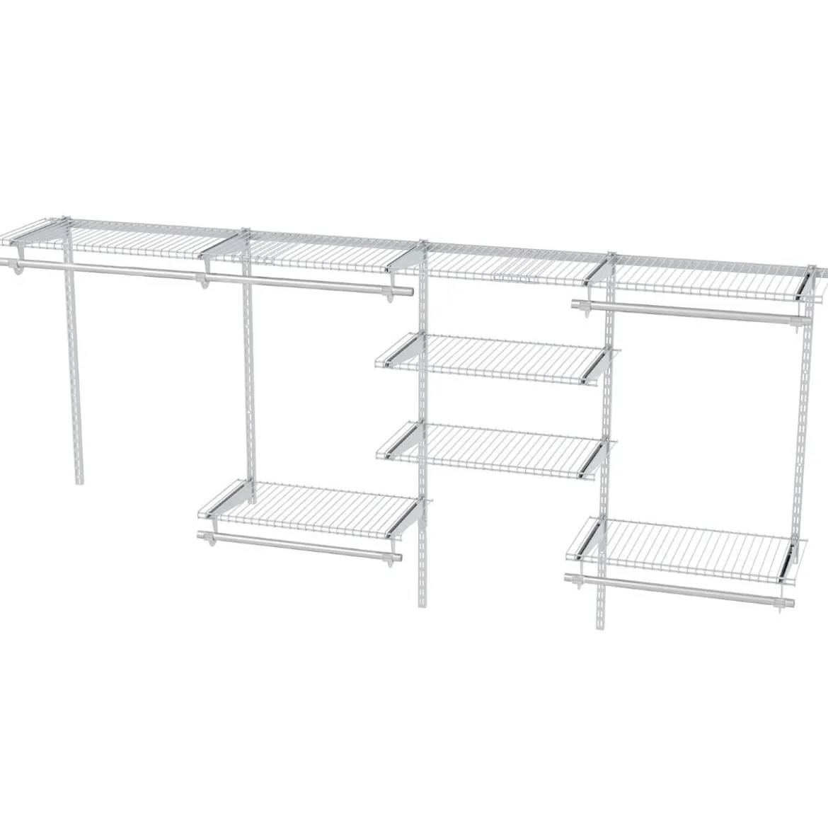 Offener Kleiderschrank 122 - 244 cm Erweiterbare Wandgarderobe DIY Aufbewahrungssystem Weiß/Grau