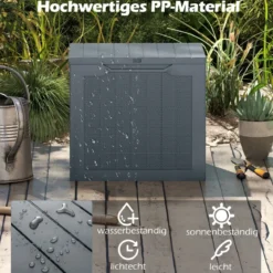 Outdoor-Aufbewahrungsbox 96 L Deckbox mit abschließbarem Deckel Braun/Schwarz/Grau