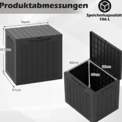 Outdoor-Aufbewahrungsbox 96 L Deckbox mit abschließbarem Deckel Braun/Schwarz/Grau